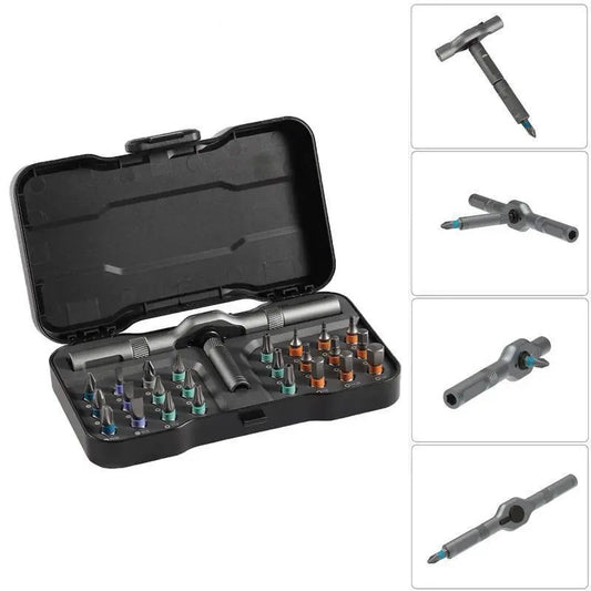 Ratchet Magnetic Screwdriver Set with S2 Steel Precision Bits, Removable Multi-Function Repair Tool Kit for Furniture Assembly, DIY & Home Maintenance